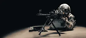 Online Gaming Technology Prints: Image of a computer player in a shooting game