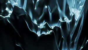 Digital Abstract Illustration Prints: Deep Blue Silky Wave Print