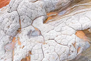 Deserted Rocky Landscapes Prints: This image features abstract patterns of white rocks cracked by geological processes