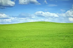Cloudy Landscape Prints: An image of a green hill and some clouds