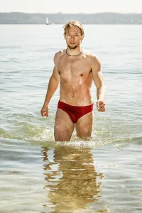 Nude Male Figure Prints: An image of a handsome man in the water