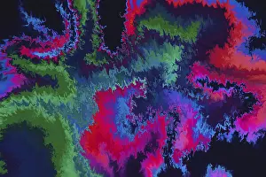 Modern Design Prints: This image showcases a vivid abstract design featuring electric wave patterns in a dynamic array of colors