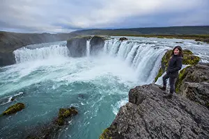 Natural Spectacle In Iceland Prints: The impressive Godafoss waterfall from below