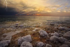 Framed Print : Improbable Spring Thunder-Storm Print above the Dead Sea Framed Print : Improbable Spring Thunder-Storm Print above the Dead Sea