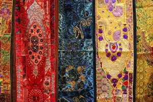 Jaisalmer Rajasthan India Prints: Indian patchwork fabric with traditional Indian patterns close up