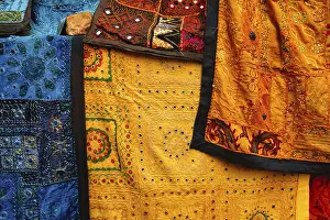 Jaisalmer Rajasthan India Prints: Indian patchwork fabric with traditional Indian patterns close up
