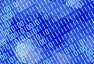 Electronic Technology Images Prints: Information binary code technology background