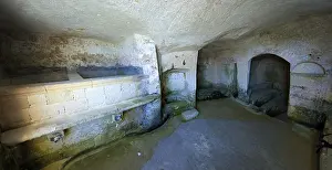 Cave Dwellings In Italy Prints: Interior of an ancient cave dwelling