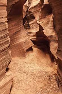 Eroded Rock Formations Prints: Interior of Antelope Canyon, woderful orange waves made of stone