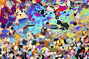 Colorful Crystal Patterns Prints: An intricate display of liquid crystals under a microscope