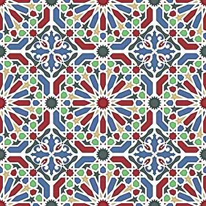Geometric Abstraction Prints: Islamic Geometric Seamless Vector Pattern Print