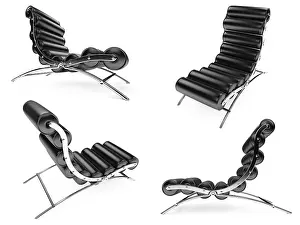 Plain White Background Image Prints: Isolated collage of sofa over white background