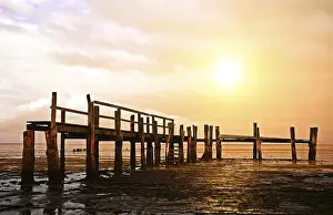 Wooden Jetty At Sunset Prints: Jetty in the evening light