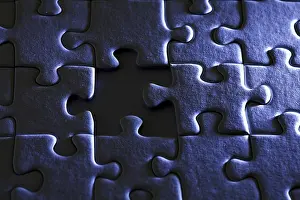 Close Up Jigsaw Puzzle Prints: Jigsaw puzzle, one piece missing