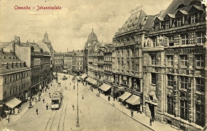 Abandoned City Square Europe Prints: Johannisplatz in Chemnitz, c. 1905