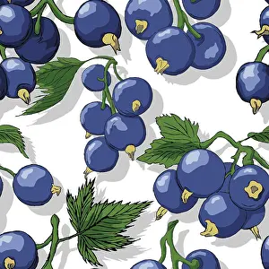 Healthy Eating Illustration Prints: Jostaberries repeating pattern