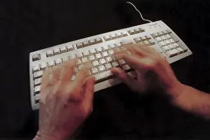 Man Working On Computer Prints: Keyboard hands 1
