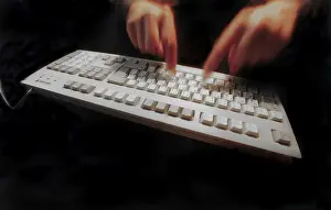 Man Working On Computer Prints: Keyboard hands 1