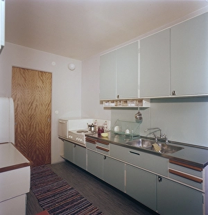 Empty Room Design Prints: Kitchen of the 1950s. Kitchen interior in a typical design with visible objects from the time