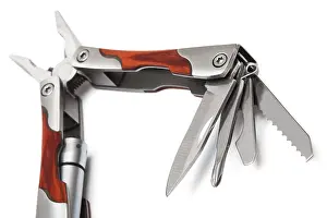 Handicraft Tools Prints: Knife with tools on a white background
