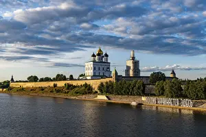 Trinity Cathedral Russia Prints: The kremlin and the Trinity Cathedral in Pskov