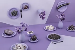 Food Studio Photography Prints: Laid table in violet, perspective