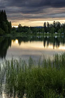 Sunset In Germany Prints: The lake Windgfallweiher at sunset