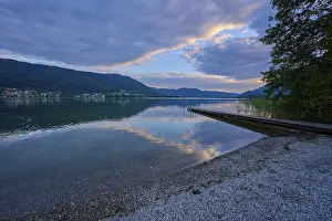 Cloudy Landscape Photography Prints: Lakeside, bathing jetty, sky, clouds