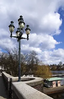 Northern Germany Landscape Prints: Lantern on the bridge on the Alster