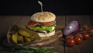 Appetizing Food Prints: Large appetizing burger with beef
