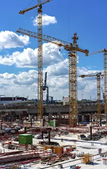No People On Construction Site Prints: Large construction site at Uberseequartier