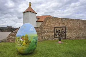 Castle Prints: Large Painted Easter Egg Print, ?ur?evac Castle, Croatia
