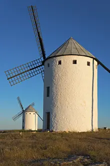 Campo De Criptana Windmills Prints: Large windmill in the sunlight with another one in the background
