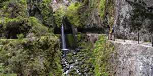 Open Air Waterfall Photography Prints: Levada do Moinho, Waterfall in a gorge