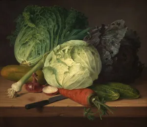 Black And White Food Still Life Prints: Still Life with Vegetables, Cabbage