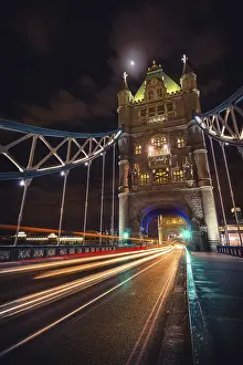 Historic British Landmark Prints: Light trails on the Tower Bridge