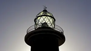 Barren Spanish Landscape Prints: Lighthouse, backlight, close, upper part