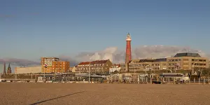 Sandy Ocean Beach Europe Prints: Lighthouse on beach, Scheveningen