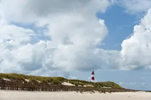 North Sea Coastal Scene Prints: Lighthouse with blue sky at Ellenbogen