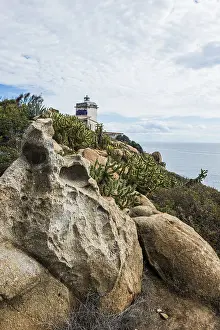 Sardinia Lighthouse Prints: Lighthouse with cacti and rocks
