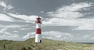 Lighthouse In Dune Landscape Prints: Lighthouse in the dune landscape at Ellenbogen