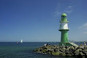 Harbour Prints: Lighthouse at Warnemuende Harbour Print - Rostock Germany