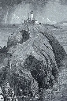 South Stack Lighthouse Prints: Lighthouse at Holyhead, South Stack in 1860
