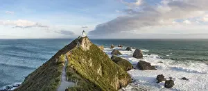 Wave Crashing Rock Formation Prints: Lighthouse at Nugget Point, Catlins