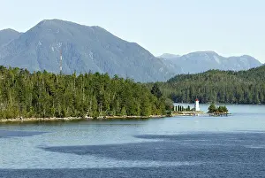Towering Lighthouse Structure Prints: Lighthouse on a peninsula on the Inside Passage