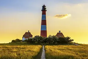 Red And White Tower Prints: Lighthouse Westerheversand, Westerhever