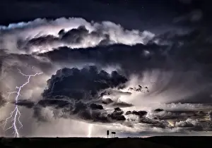 North America Thunderstorms Prints: Lightning Storm Clouds Canada Saskatchewan Dramatic Summer