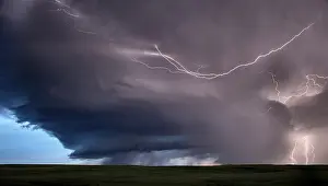 Cloudy Atmospheric Photography Prints: Lightning Storm Clouds Canada Saskatchewan Dramatic Summer