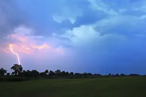 Stormy Atmosphere Prints: Lightning striking the ground