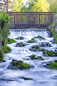 Teutoburg Forest Scenery Prints: Lippe waterfall at the source of the river Lippe